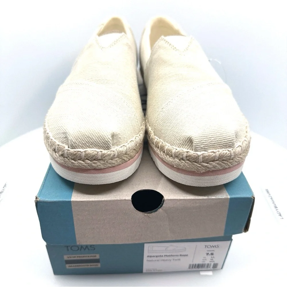 New Toms Cream Espadrille Slip-On